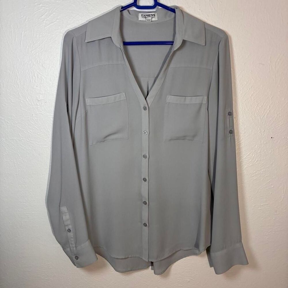 Express SP Grey Blouse Long Sleeves button up